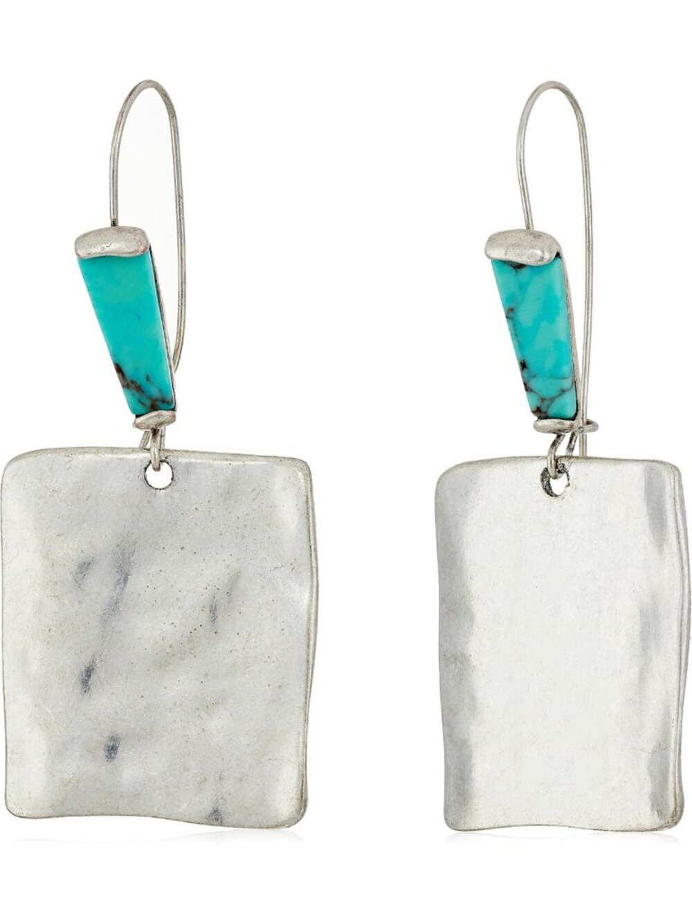 Stylish Square Turquoise Stone Dangle Earrings for Women - Silver Accent Jewelry